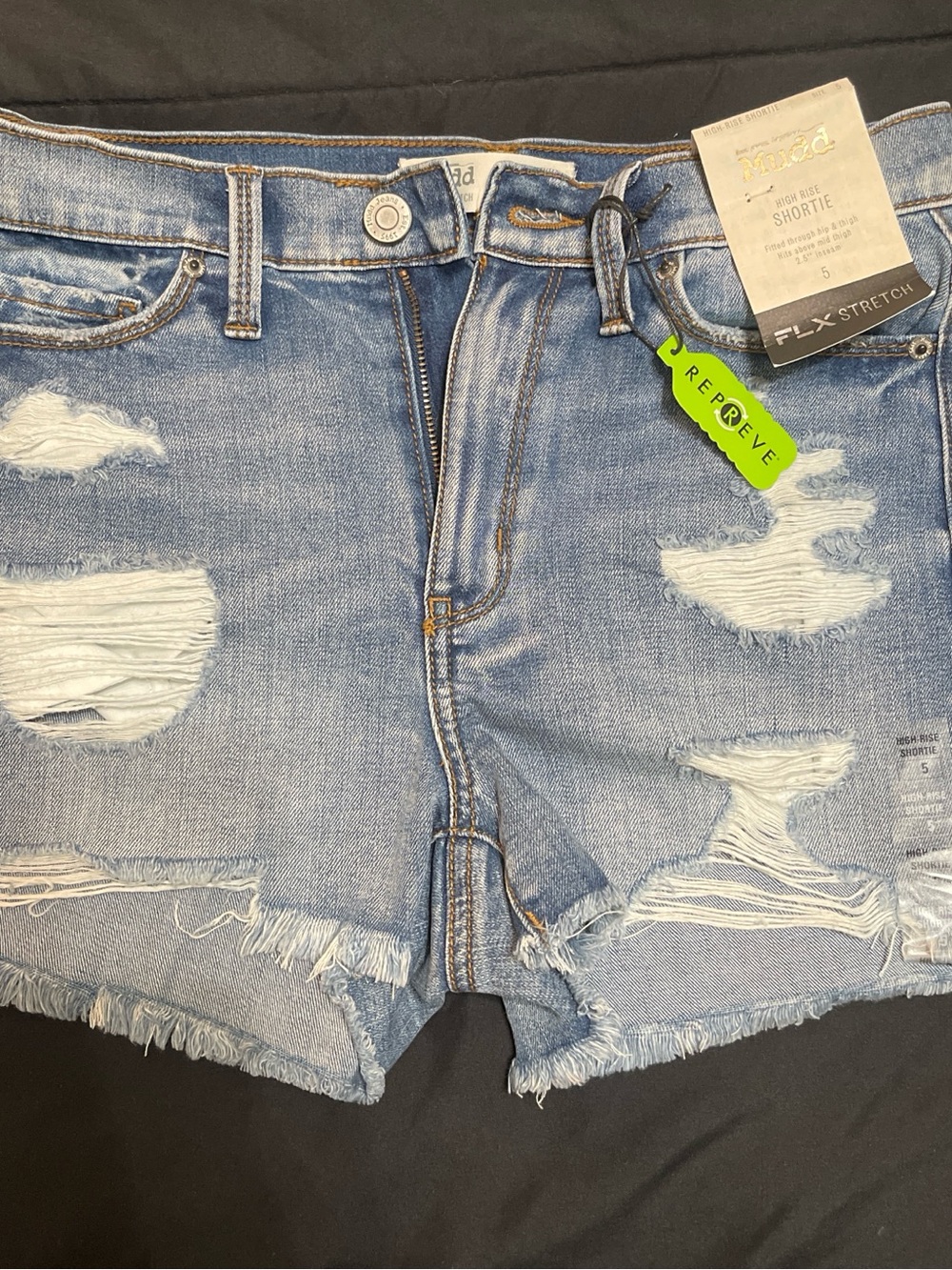 Mudd Light Blue Distressed Denim Shortie Shorts